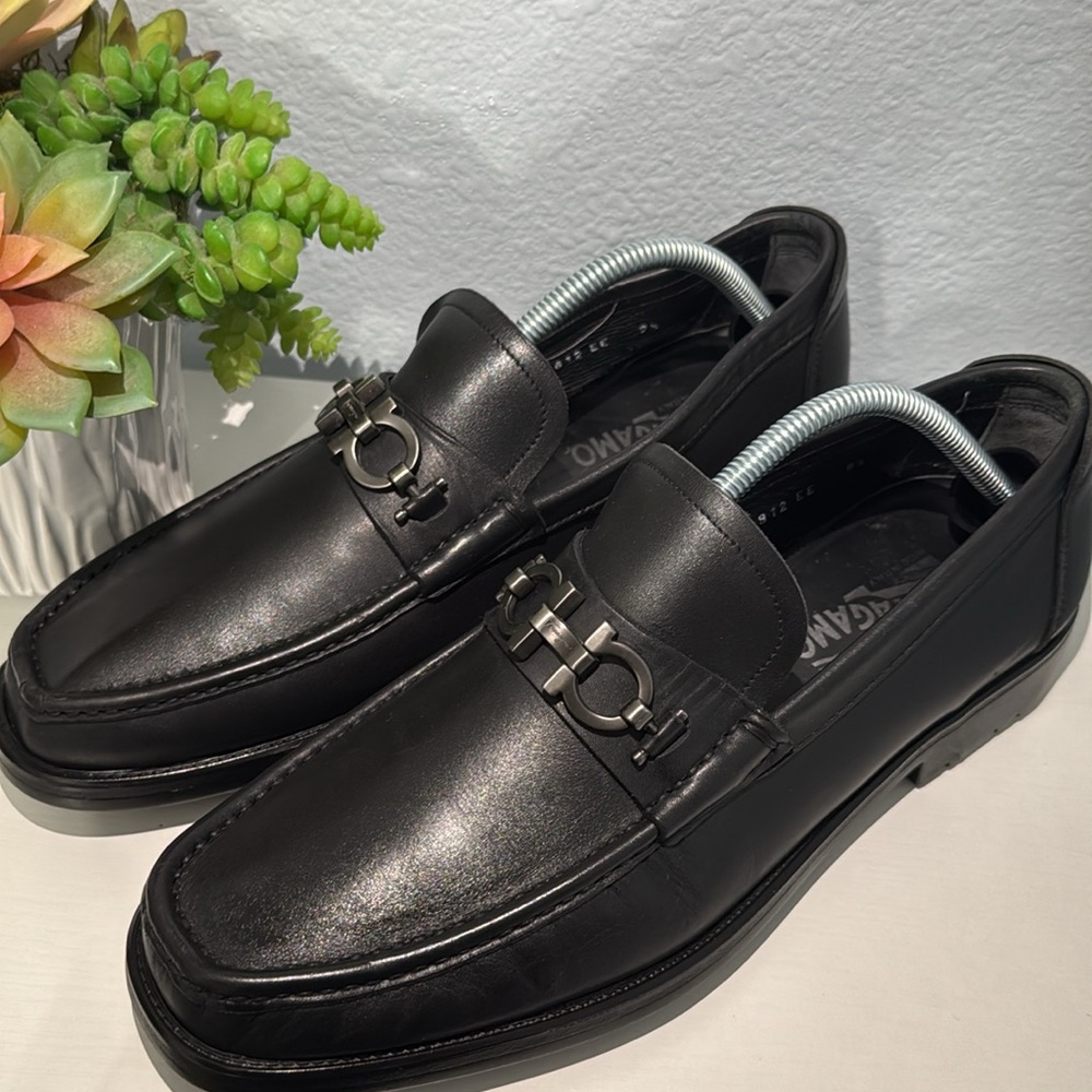 Salvatore Ferragamo Mens David Cancino Bit Loafers Shoes Black Leather Size 9.5 - Picture 6 of 15